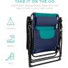 imageBest Choice Products Oversized Padded Zero Gravity Chair Folding Outdoor Patio Recliner XL Anti Gravity Lounger for Backyard wHeadrest Cup Holder Side Tray Polyester Mesh  BlackTanNavyTeal