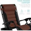 imageBest Choice Products Oversized Padded Zero Gravity Chair Folding Outdoor Patio Recliner XL Anti Gravity Lounger for Backyard wHeadrest Cup Holder Side Tray Polyester Mesh  BlackTanBlackBrown