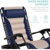 imageBest Choice Products Oversized Padded Zero Gravity Chair Folding Outdoor Patio Recliner XL Anti Gravity Lounger for Backyard wHeadrest Cup Holder Side Tray Polyester Mesh  BlackTanNavyOyster