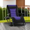 imageBest Choice Products Oversized Padded Zero Gravity Chair Folding Outdoor Patio Recliner XL Anti Gravity Lounger for Backyard wHeadrest Cup Holder Side Tray Polyester Mesh  BlackTanBlackPurple