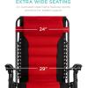 imageBest Choice Products Oversized Padded Zero Gravity Chair Folding Outdoor Patio Recliner XL Anti Gravity Lounger for Backyard wHeadrest Cup Holder Side Tray Polyester Mesh  BlackTanRed  Black