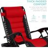 imageBest Choice Products Oversized Padded Zero Gravity Chair Folding Outdoor Patio Recliner XL Anti Gravity Lounger for Backyard wHeadrest Cup Holder Side Tray Polyester Mesh  BlackTanRed  Black