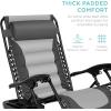 imageBest Choice Products Oversized Padded Zero Gravity Chair Folding Outdoor Patio Recliner XL Anti Gravity Lounger for Backyard wHeadrest Cup Holder Side Tray Polyester Mesh  BlackTanGrayLight Gray
