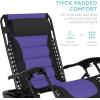 imageBest Choice Products Oversized Padded Zero Gravity Chair Folding Outdoor Patio Recliner XL Anti Gravity Lounger for Backyard wHeadrest Cup Holder Side Tray Polyester Mesh  BlackTanBlackPurple