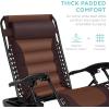imageBest Choice Products Oversized Padded Zero Gravity Chair Folding Outdoor Patio Recliner XL Anti Gravity Lounger for Backyard wHeadrest Cup Holder Side Tray Polyester Mesh  BlackTanEspressoCaramel