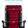 imageBest Choice Products Oversized Padded Zero Gravity Chair Folding Outdoor Patio Recliner XL Anti Gravity Lounger for Backyard wHeadrest Cup Holder Side Tray Polyester Mesh  BlackTanBlackBurgundy