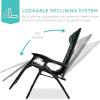 imageBest Choice Products Oversized Padded Zero Gravity Chair Folding Outdoor Patio Recliner XL Anti Gravity Lounger for Backyard wHeadrest Cup Holder Side Tray Polyester Mesh  BlackTanBlackForest Green