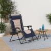 imageBest Choice Products Oversized Padded Zero Gravity Chair Folding Outdoor Patio Recliner XL Anti Gravity Lounger for Backyard wHeadrest Cup Holder Side Tray Polyester Mesh  BlackTanNavyOyster