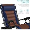 imageBest Choice Products Oversized Padded Zero Gravity Chair Folding Outdoor Patio Recliner XL Anti Gravity Lounger for Backyard wHeadrest Cup Holder Side Tray Polyester Mesh  BlackTanNavyBrown