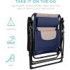 imageBest Choice Products Oversized Padded Zero Gravity Chair Folding Outdoor Patio Recliner XL Anti Gravity Lounger for Backyard wHeadrest Cup Holder Side Tray Polyester Mesh  BlackTanNavyOyster