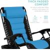 imageBest Choice Products Oversized Padded Zero Gravity Chair Folding Outdoor Patio Recliner XL Anti Gravity Lounger for Backyard wHeadrest Cup Holder Side Tray Polyester Mesh  BlackTanBlackSky Blue