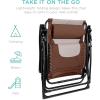 imageBest Choice Products Oversized Padded Zero Gravity Chair Folding Outdoor Patio Recliner XL Anti Gravity Lounger for Backyard wHeadrest Cup Holder Side Tray Polyester Mesh  BlackTanBrownOyster
