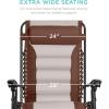 imageBest Choice Products Oversized Padded Zero Gravity Chair Folding Outdoor Patio Recliner XL Anti Gravity Lounger for Backyard wHeadrest Cup Holder Side Tray Polyester Mesh  BlackTanBrownOyster
