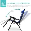 imageBest Choice Products Oversized Padded Zero Gravity Chair Folding Outdoor Patio Recliner XL Anti Gravity Lounger for Backyard wHeadrest Cup Holder Side Tray Polyester Mesh  BlackTanBlackBlue
