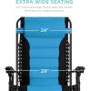 imageBest Choice Products Oversized Padded Zero Gravity Chair Folding Outdoor Patio Recliner XL Anti Gravity Lounger for Backyard wHeadrest Cup Holder Side Tray Polyester Mesh  BlackTanBlackSky Blue