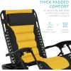 imageBest Choice Products Oversized Padded Zero Gravity Chair Folding Outdoor Patio Recliner XL Anti Gravity Lounger for Backyard wHeadrest Cup Holder Side Tray Polyester Mesh  BlackTanBlackYellow