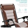 imageBest Choice Products Oversized Padded Zero Gravity Chair Folding Outdoor Patio Recliner XL Anti Gravity Lounger for Backyard wHeadrest Cup Holder Side Tray Polyester Mesh  BlackTanBrownOyster