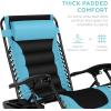 imageBest Choice Products Oversized Padded Zero Gravity Chair Folding Outdoor Patio Recliner XL Anti Gravity Lounger for Backyard wHeadrest Cup Holder Side Tray Polyester Mesh  BlackTanLight BlueBlack
