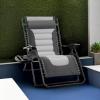 imageBest Choice Products Oversized Padded Zero Gravity Chair Folding Outdoor Patio Recliner XL Anti Gravity Lounger for Backyard wHeadrest Cup Holder Side Tray Polyester Mesh  BlackTanGrayLight Gray