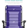 imageBest Choice Products Oversized Padded Zero Gravity Chair Folding Outdoor Patio Recliner XL Anti Gravity Lounger for Backyard wHeadrest Cup Holder Side Tray Polyester Mesh  BlackTanPurpleViolet
