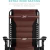 imageBest Choice Products Oversized Padded Zero Gravity Chair Folding Outdoor Patio Recliner XL Anti Gravity Lounger for Backyard wHeadrest Cup Holder Side Tray Polyester Mesh  BlackTanBlackBrown