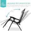 imageBest Choice Products Oversized Padded Zero Gravity Chair Folding Outdoor Patio Recliner XL Anti Gravity Lounger for Backyard wHeadrest Cup Holder Side Tray Polyester Mesh  BlackTanBlackGray