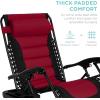imageBest Choice Products Oversized Padded Zero Gravity Chair Folding Outdoor Patio Recliner XL Anti Gravity Lounger for Backyard wHeadrest Cup Holder Side Tray Polyester Mesh  BlackTanBlackBurgundy