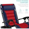 imageBest Choice Products Oversized Padded Zero Gravity Chair Folding Outdoor Patio Recliner XL Anti Gravity Lounger for Backyard wHeadrest Cup Holder Side Tray Polyester Mesh  BlackTanNavyRed