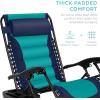 imageBest Choice Products Oversized Padded Zero Gravity Chair Folding Outdoor Patio Recliner XL Anti Gravity Lounger for Backyard wHeadrest Cup Holder Side Tray Polyester Mesh  BlackTanNavyTeal