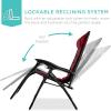 imageBest Choice Products Oversized Padded Zero Gravity Chair Folding Outdoor Patio Recliner XL Anti Gravity Lounger for Backyard wHeadrest Cup Holder Side Tray Polyester Mesh  BlackTanBlackBurgundy