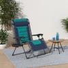 imageBest Choice Products Oversized Padded Zero Gravity Chair Folding Outdoor Patio Recliner XL Anti Gravity Lounger for Backyard wHeadrest Cup Holder Side Tray Polyester Mesh  BlackTanNavyTeal