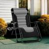 imageBest Choice Products Oversized Padded Zero Gravity Chair Folding Outdoor Patio Recliner XL Anti Gravity Lounger for Backyard wHeadrest Cup Holder Side Tray Polyester Mesh  BlackTanBlackGray