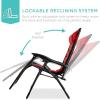 imageBest Choice Products Oversized Padded Zero Gravity Chair Folding Outdoor Patio Recliner XL Anti Gravity Lounger for Backyard wHeadrest Cup Holder Side Tray Polyester Mesh  BlackTanRed  Black