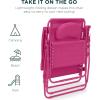 imageBest Choice Products Oversized Zero Gravity Chair Folding Outdoor Patio Lounge Recliner wCup Holder Accessory Tray Pillow  TanHot Pink