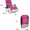 imageBest Choice Products Oversized Zero Gravity Chair Folding Outdoor Patio Lounge Recliner wCup Holder Accessory Tray Pillow  TanHot PinkBlack