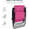 imageBest Choice Products Oversized Zero Gravity Chair Folding Outdoor Patio Lounge Recliner wCup Holder Accessory Tray Pillow  TanHot PinkBlack
