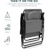 imageBest Choice Products Oversized Zero Gravity Chair Folding Outdoor Patio Lounge Recliner wCup Holder Accessory Tray Pillow  TanIce Gray