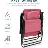 imageBest Choice Products Oversized Zero Gravity Chair Folding Outdoor Patio Lounge Recliner wCup Holder Accessory Tray Pillow  TanPink