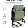 imageBest Choice Products Oversized Zero Gravity Chair Folding Outdoor Patio Lounge Recliner wCup Holder Accessory Tray Pillow  TanSage Green