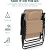 imageBest Choice Products Oversized Zero Gravity Chair Folding Outdoor Patio Lounge Recliner wCup Holder Accessory Tray Pillow  TanSandBlack