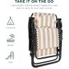 imageBest Choice Products Oversized Zero Gravity Chair Folding Outdoor Patio Lounge Recliner wCup Holder Accessory Tray Pillow  TanTan Striped