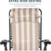 imageBest Choice Products Oversized Zero Gravity Chair Folding Outdoor Patio Lounge Recliner wCup Holder Accessory Tray Pillow  TanTan Striped