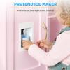 imageBest Choice Products Pretend Play Corner Kitchen Ultimate Interactive Wooden Kids Playset wLights ampamp Sounds Ice Maker Hood  EspressoBevel Pink