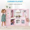 imageBest Choice Products Pretend Play Corner Kitchen Ultimate Interactive Wooden Kids Playset wLights ampamp Sounds Ice Maker Hood  EspressoBevel Pink