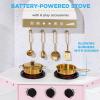 imageBest Choice Products Pretend Play Corner Kitchen Ultimate Interactive Wooden Kids Playset wLights ampamp Sounds Ice Maker Hood  EspressoBevel Pink