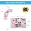 imageBest Choice Products Pretend Play Corner Kitchen Ultimate Interactive Wooden Kids Playset wLights ampamp Sounds Ice Maker Hood  EspressoPink