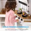 imageBest Choice Products Pretend Play Corner Kitchen Ultimate Interactive Wooden Kids Playset wLights ampamp Sounds Ice Maker Hood  EspressoPink