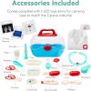 imageBest Choice Products Pretend Play Doctors Office Wooden Medical Center Toy Set for Kids wCarrying Case All Accessories Included Height Measurer 2Piece Costume  PinkBlue