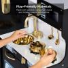 imageBest Choice Products Pretend Play Kitchen Wooden Toy Set for Kids wRealistic Design Telephone Utensils Oven Microwave Sink  Pink FloralBlack