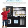imageBest Choice Products Pretend Play Kitchen Wooden Toy Set for Kids wRealistic Design Telephone Utensils Oven Microwave Sink  Pink FloralBlack